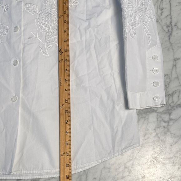 Lafayette 148 New York Bohemian Bloom Embroidered Poplin Tunic Shirt Sz S - Picture 7 of 9